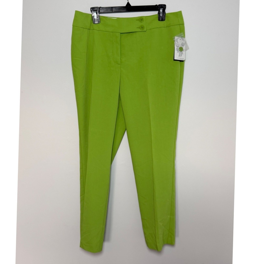 Investments Park Ave Slim Leg Pants Verde Green 12S F21PV647 Short Length NWT